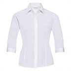LADIES 3/4 SLEEVE FITTED POLYCOTTON POPLIN SHIRT | Russell