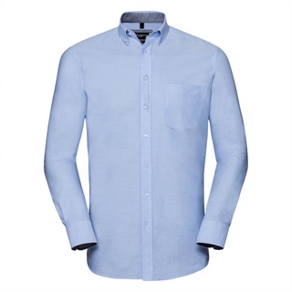 Men’s Long Sleeve Tailored Washed Oxford Shirt, 100% Organic Cotton, 140g