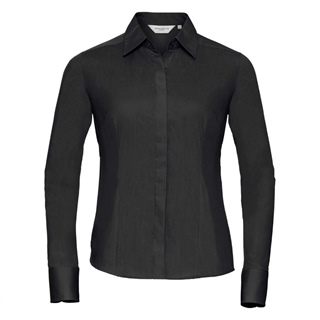 Ladies’ Long Sleeve Fitted Polycotton Poplin Shirt, 65% Polyester, 35% Cotton Poplin, 105g/110g