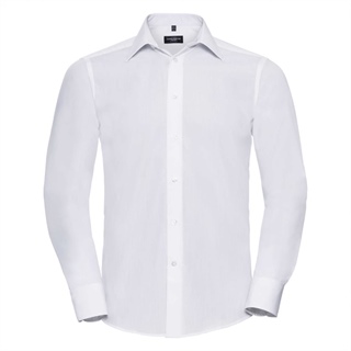Men’s Long Sleeve Polycotton Easy Care Tailored Poplin Shirt, 65% Polyester, 35% Poplin Cotton, 110g/115g