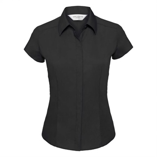 Ladies Cap Sleeve Fitted Polycotton Poplin Shirt, 65% Polyester, 35% Cotton Poplin, 105g/110g