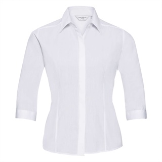 Ladies’ 3/4 Sleeve Fitted Polycotton Poplin Shirt, 65% Polyester, 35% Cotton Poplin, 105g/110g