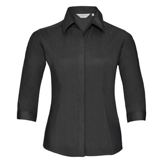 Ladies’ 3/4 Sleeve Fitted Polycotton Poplin Shirt, 65% Polyester, 35% Cotton Poplin, 105g/110g