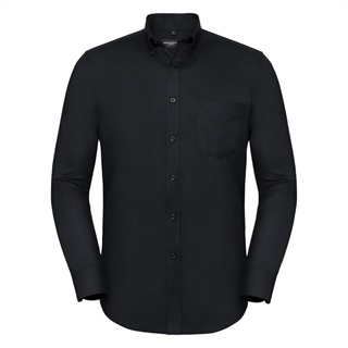 Men's Long Sleeve Tailored Button-Down Oxford Shirt, 70% Cotton, 30% Polyester, 130g/135g