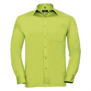 Men’s Long Sleeve Polycotton Easy Care Poplin Shirt, 65% Polyester, 35% Cotton Poplin, 105g/110g
