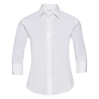 Ladies 3/4 Sleeve Easy Care Fitted Shirt, 97% Cotton, 3% Elastane Poplin, 140g
