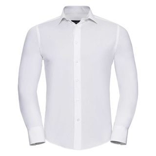 Men’s Long Sleeve Easy Care Fitted Shirt, 97% Cotton, 3% Elastane Poplin, 140g