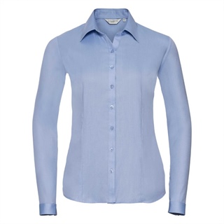 Ladies Long Sleeve Tailored Herringbone Shirt, 84% Cotton, 16% Polyester, 125g/130g